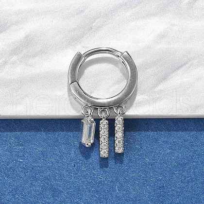 Rectangle S925 Sterling Silver Micro Pave Clear Cubic Zirconia Hoop Earrings for Women EJEW-K307-02P-1
