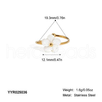 Fashion Stainless Steel Flower Cuff Rings for Women WL9140-2-1