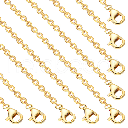 Beebeecraft 10Pcs Brass Cable Chain Necklaces Set MAK-BBC0001-12A-1