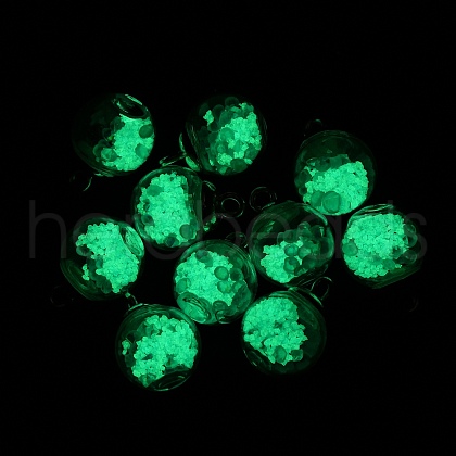 Glow in the Dark Luminous Glass Globe Pendants GLAA-WH0030-18E-1