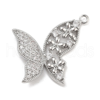 Brass Pave Clear Cubic Zirconia Pendants KK-Z061-08P-02-1