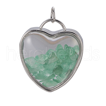 Natural Green Aventurine Chips Pendants G-A176-B04-1