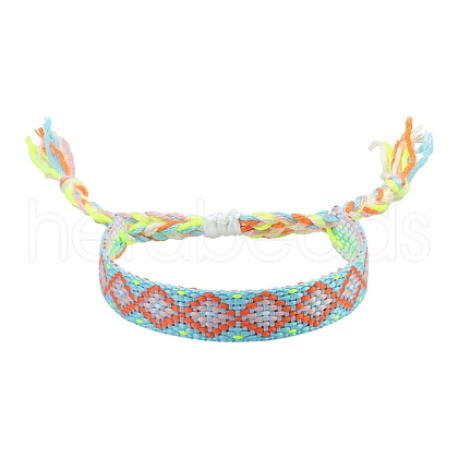 Rhombus Polyester Braided Cord Bracelet PW-WG31997-04-1