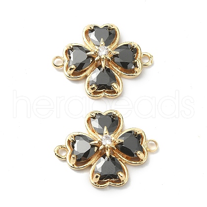 Brass Pave Clear Cubic Zirconia Connector Charms KK-B072-09G-1