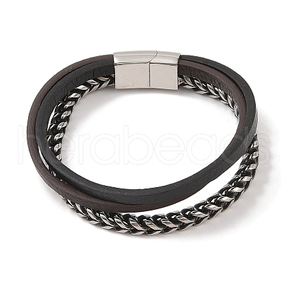 Braided Microfiber Leather Multi-strand Bracelets BJEW-B096-25AS-1