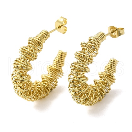 PVD Vacuum Plating 201 Stainless Steel C-shape Stud Earrings with 304 Stainless Steel Pins EJEW-A098-01G-1