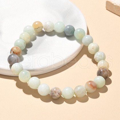 Natural Flower Amazonite Bead Stretch Bracelets X-BJEW-K212-B-007-1