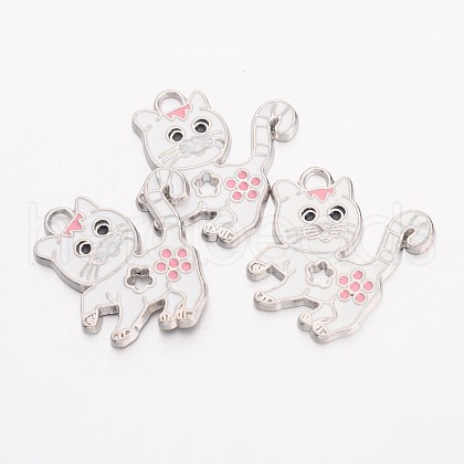 Alloy Enamel Kitten Pendants EA556Y-1-1
