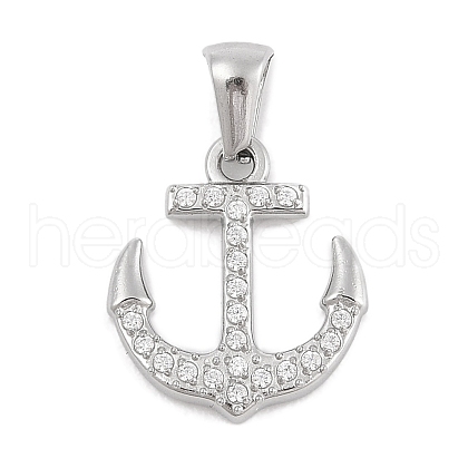 304 Stainless Steel Micro Pave Cubic Zirconia Pendants STAS-D112-03P-10-1