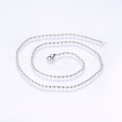 Non-Tarnish 304 Stainless Steel Ball Chain Necklaces NJEW-F221-06P-1