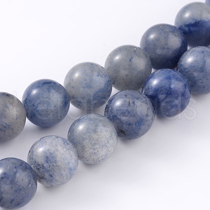 Dyed & Heated Natural Blue Aventurine Round Beads Strands X-G-M248-4mm-01-1