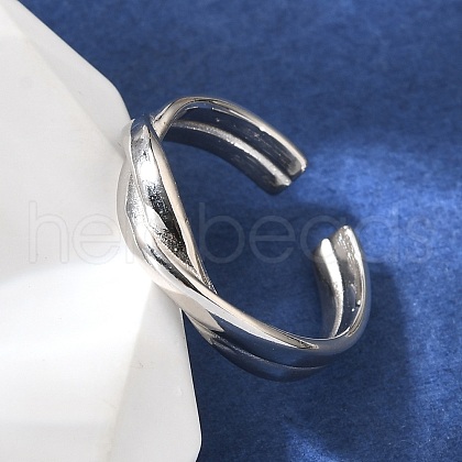 Rhodium Plated 925 Sterling Silver Cuff Rings RJEW-D300-04P-1