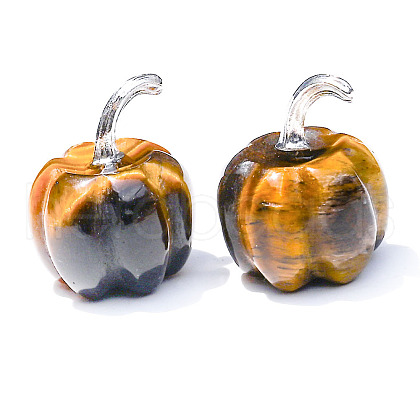 Natural Tiger Eye Carved Healing Pumpkin Figurines PW-WG74769-01-1