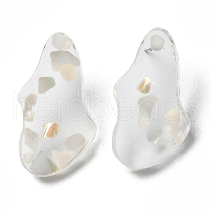 Resin with Shell Twist Teardrop Stud Earrings with Titanium Pins EJEW-D056-16P-1