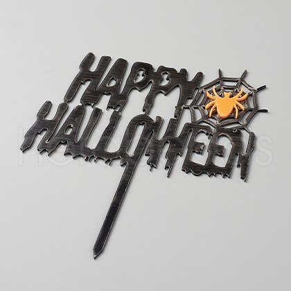 Acrylic Spider & Halloween Word Cake Insert Card Decoration DIY-H109-04-1