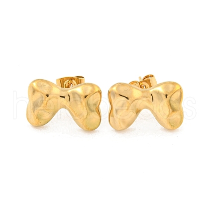 Bowknot 304 Stainless Steel Ear Studs EJEW-L290-020G-1