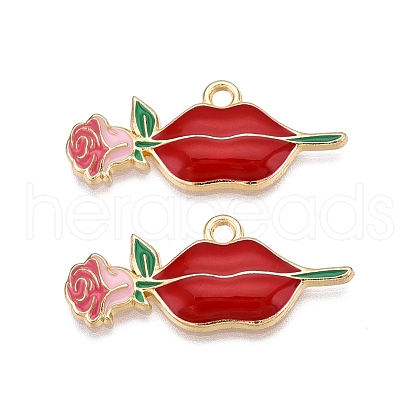 Rack Plating Alloy Enamel Pendants ENAM-N056-426B-1