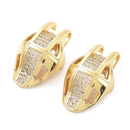 Rack Plating Brass with Clear Cubic Zirconia Pendants KK-B076-02G-1