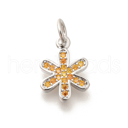 Brass Micro Pave Orange Cubic Zirconia Pendants KK-L225-016P-1