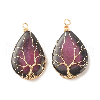 Natural Crackle Agate Pendants PALLOY-JF01527-02-1