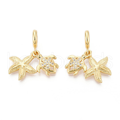 Brass Micro Pave Cubic Zirconia Pendants KK-N271-09G-1