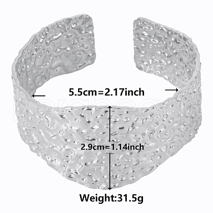 Non-Tarnish Vintage Hammered 304 Stainless Steel Cuff Bangles for Women RE7347-1-1