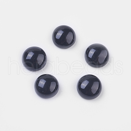 Natural Dyed & Heated Black Agate Cabochons G-BA8x4-1