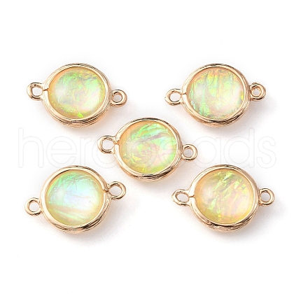 Resin Imitation Opal Connector Charms RESI-WH0021-55J-1