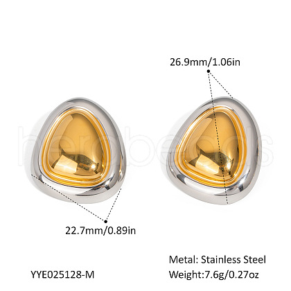 Stainless Steel Two Tone Stud Earrings MA4324-6-1