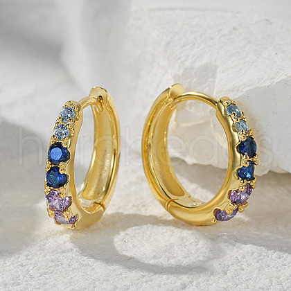 S925 Sterling Silver Colorful Cubic Zirconia Hoop Earrings ZY9820-1-1
