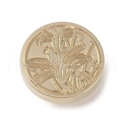 Golden Tone Wax Seal Brass Stamp Head DIY-B079-02G-01-1