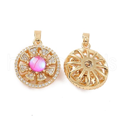 Rotatable Brass Micro Pave Cubic Zirconia Pendants KK-E068-VC292-1