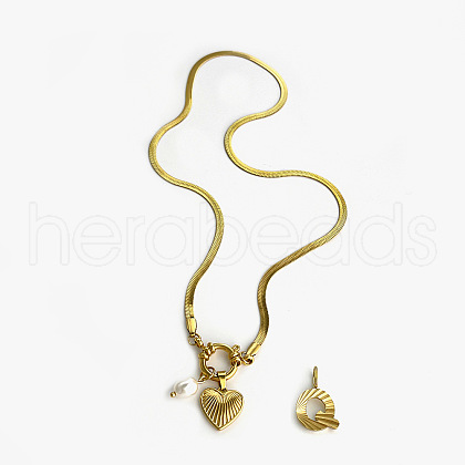 304 Stainless Steel Letter and Heart Pendant Necklaces for Women FS-WG694DF-17-1