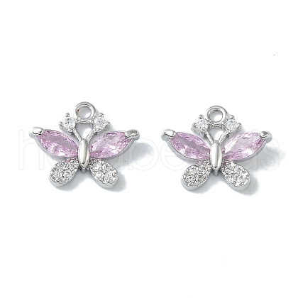 Brass Micro Pave Clear Cubic Zirconia Charms KK-H482-09P-03-1