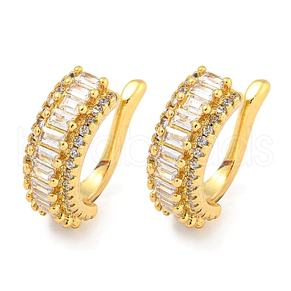 Brass Micro Pave Cubic Zirconia Cuff Earrings EJEW-C104-142G-1