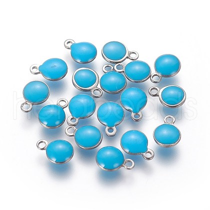 304 Stainless Steel Enamel Charms STAS-O122-D-10P-1