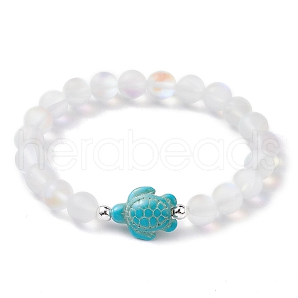 Beach Turtle Dyed Synthetic Turquoise Bead Bracelets BJEW-JB10252-01-1