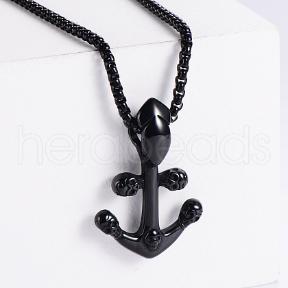 Fashionable Stainless Steel Skull Anchor Pendant Punk Hip-hop Personality Necklaces RD8655-2-1