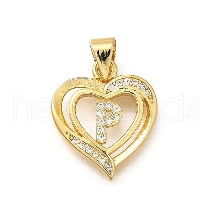 Rack Plating Brass Micro Pave Cubic Zirconia Pendants KK-L226-101G-P-1