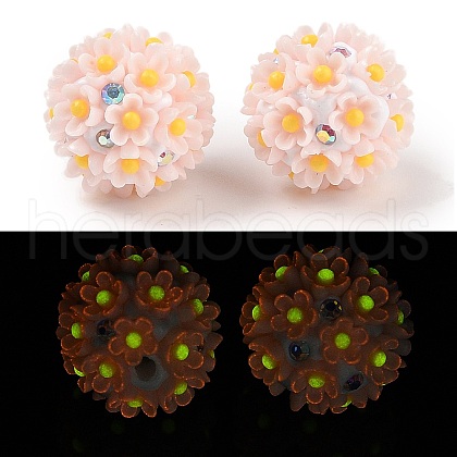 Handmade Luminous Polymer Clay Rhinestone Beads CLAY-H003-04B-1