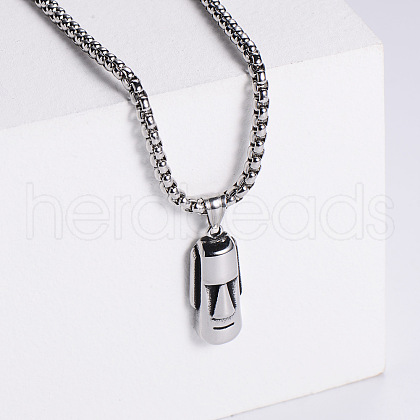 Retro Style Stainless Steel Moai Stone Statue Pendant Necklaces for Men BN6647-1