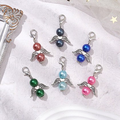 12Pcs 12 Colors Angel Acylic Imitation Pearl Pendant Decoration HJEW-JM02619-1