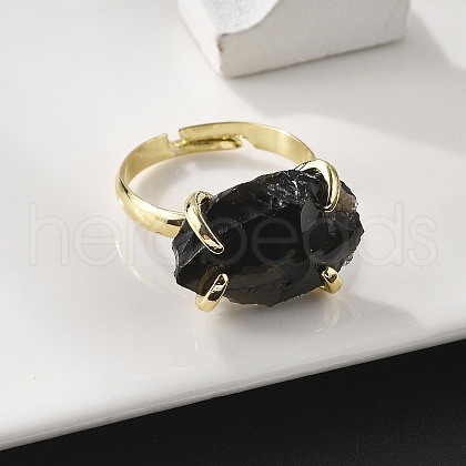 Natural Obsidian Finger Rings RJEW-B122-01G-03-1