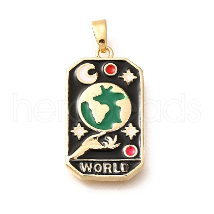 Tarot Card Brass Enamel Pendents KK-R212-02G-06-1