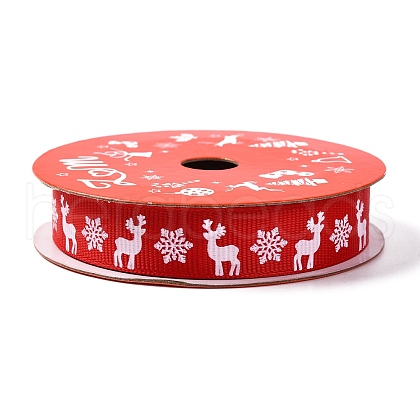 5 Yards Christmas Polyester Printed Grosgrain Ribbon OCOR-A008-01F-1