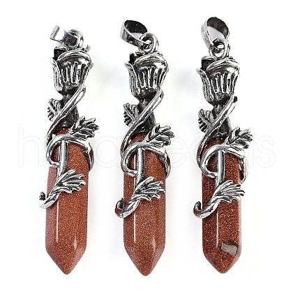 Synthetic Goldstone Faceted Double Termimal Pointed Big Pendants G-P547-03AS-11A-1