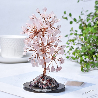 Natural Rose Quartz Chips Tree Decorations PW-WG16664-04-1