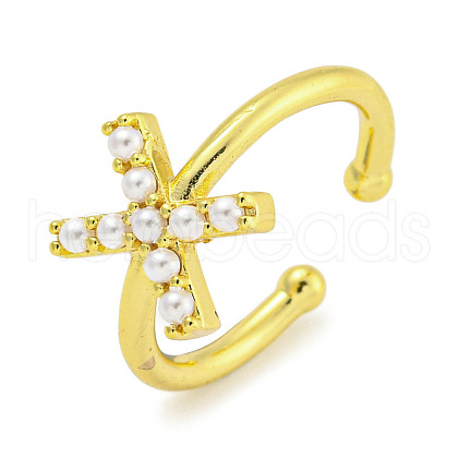 Rack Plating Brass Open Cuff Rings for Women RJEW-F162-01G-X-1