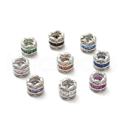 Rack Plating Brass Cubic Zirconia European Beads KK-K349-10P-1