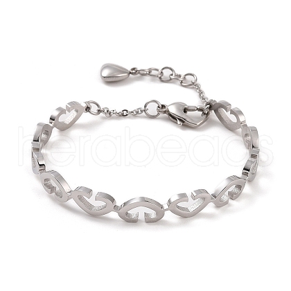 Tarnish Resistant 304 Stainless Steel Bangles with Safety Chains BJEW-F464-18P-1
